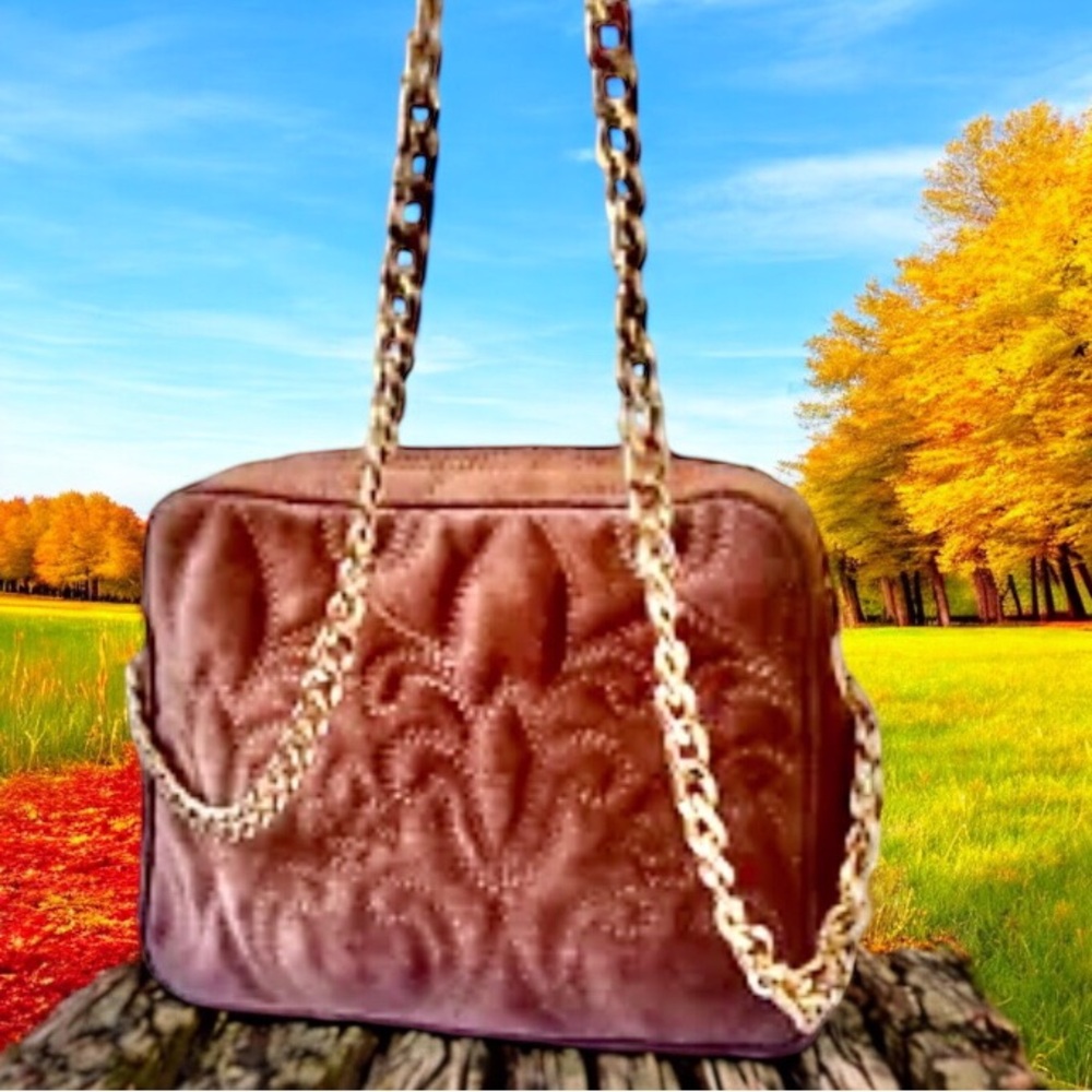 Genuine Suede Leather Made in Italy Vintage 70’s Crossbody Bag Chain Zipper